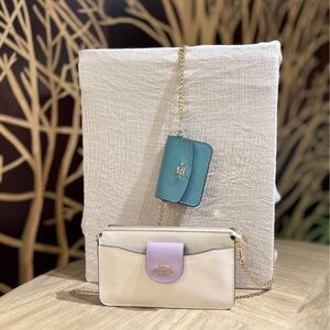 Coach Poppy Cream and Purple Crossbody Color-block  Bag